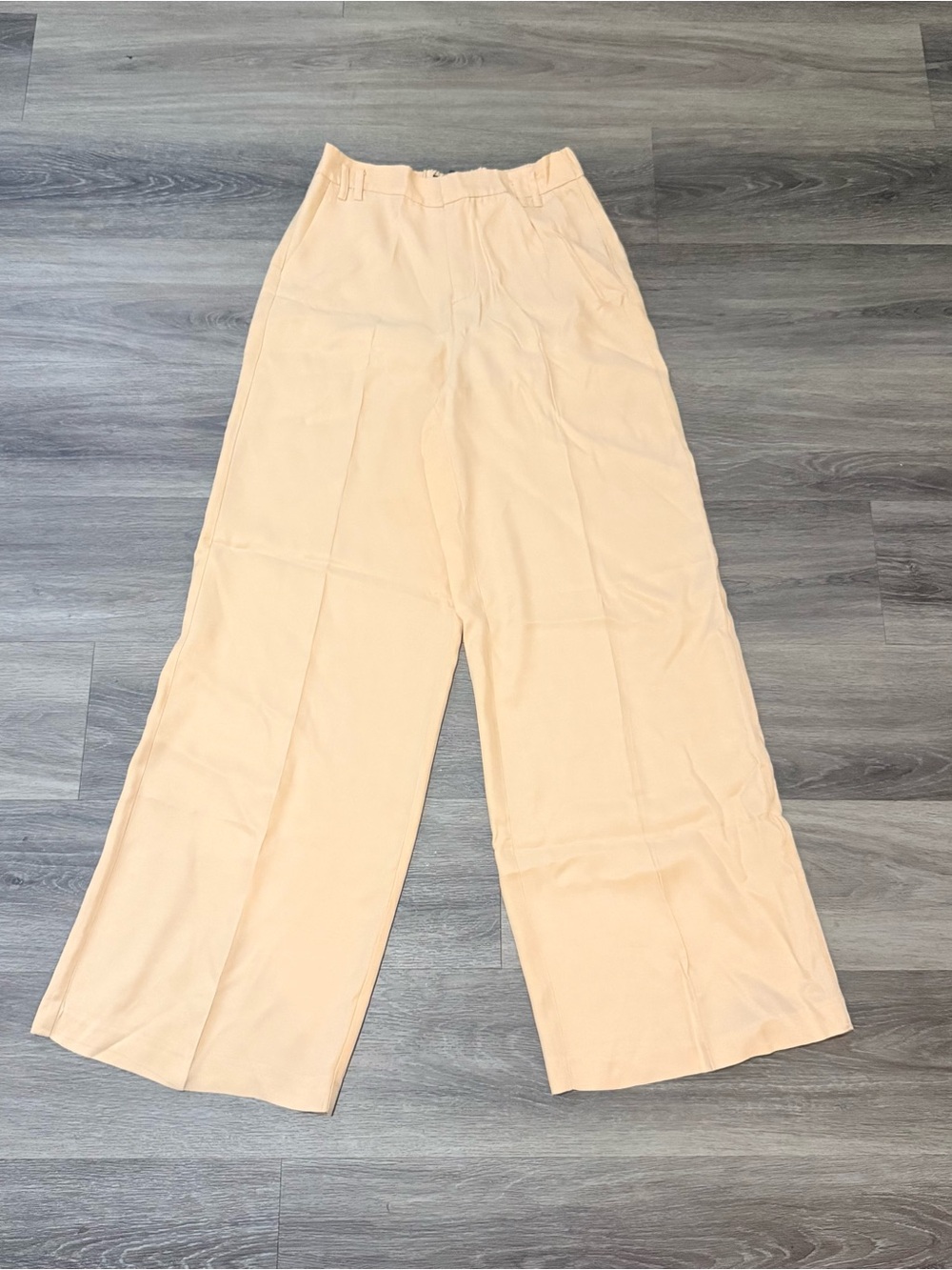 Zara Wide Leg High-Rise Pants in Light Peach